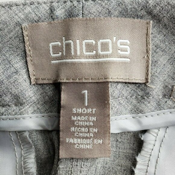 Chicos Trouser Dress PantsSize 1 M 8 Gray Pockets Pleated - Picture 5 of 8